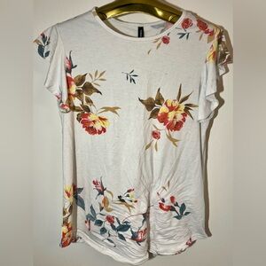 Floral printed white T-shirt